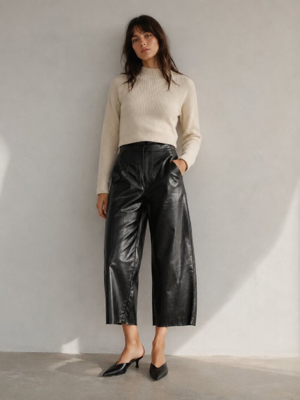 & OTHER STORIES 100% Genuine Leather Cropped Pants